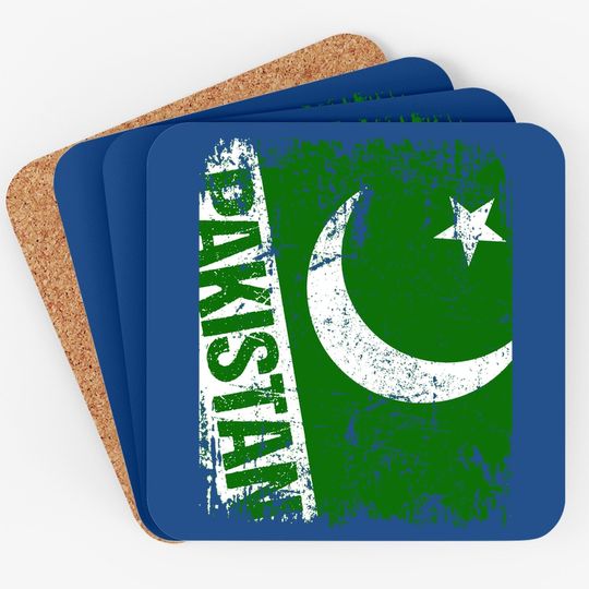 Pakistan Big Flag Vintage Distressed Coaster