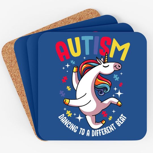Autism Awareness Dabbing Unicorn Puzzle Piece Cute Awareness Coaster