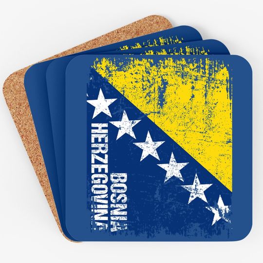 Bosnia Flag Vintage Distressed Coaster