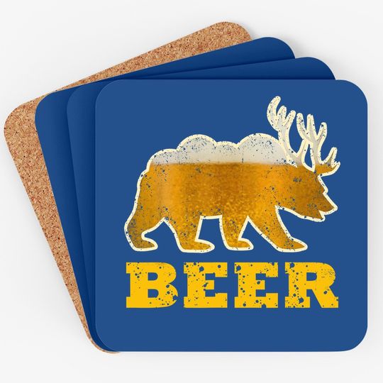 Vintage Bear Deer Funny Retro Drinking Beer Coaster