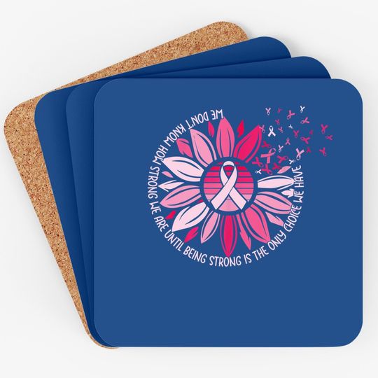 Sunflower Pink Ribbons Breast Cancer Awareness Warrior Coaster