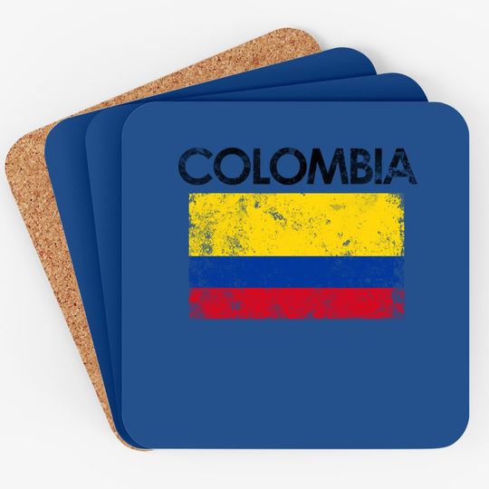 Vintage Colombia Flag Pride Gift Coaster
