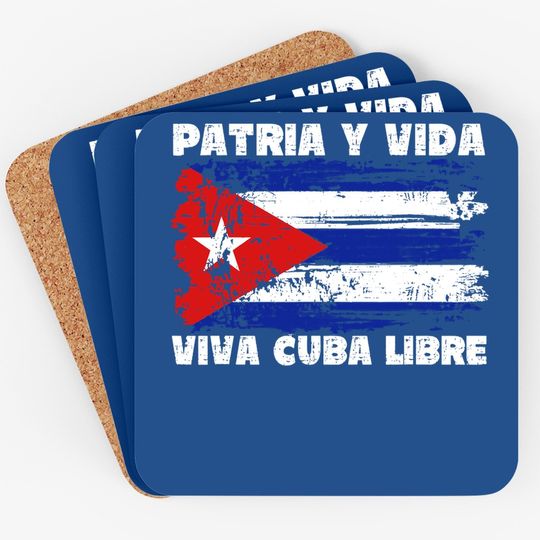 Viva Cuba Libre Patria Y Vida, Cuba Flag Coaster