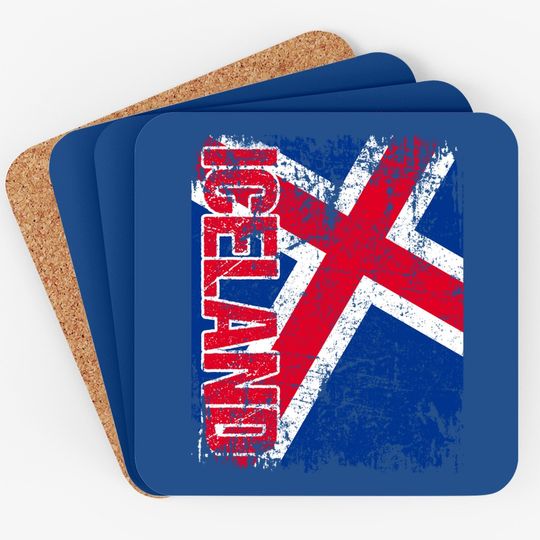 Iceland Flag Vintage Distressed Coaster