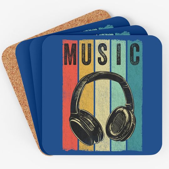 Electronic Music Lover Dj Gift Vintage Retro Headphones Coaster