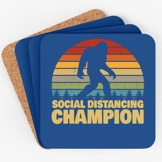 Social Distancing Champion Trendy Meme Bigfoot Coaster