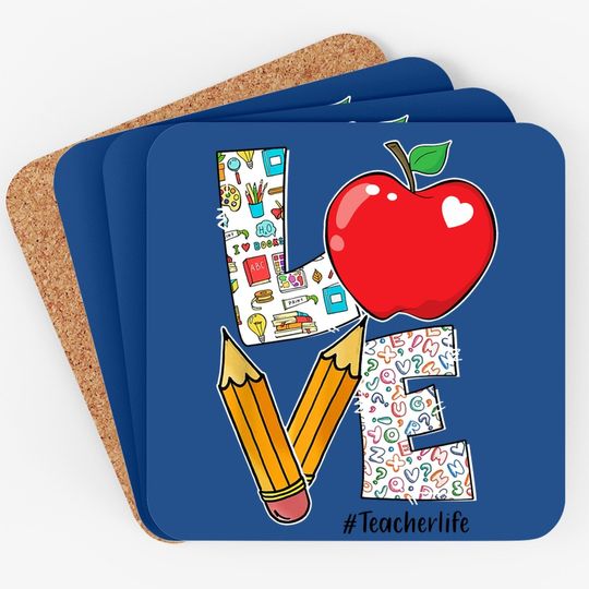 Love Teacher Life Apple Pencil Appreciation Gifts Coaster