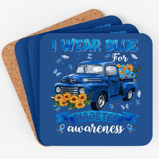 I Wear Blue For Diabetes Awareness Coaster