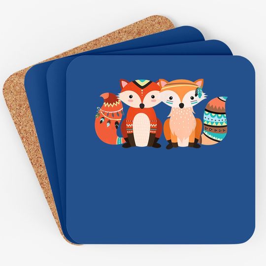 Cute Tribal Pattern Fox Coaster