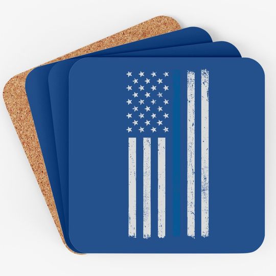 American Flag Thin Blue Line Police Support Lives Matter Us Coaster