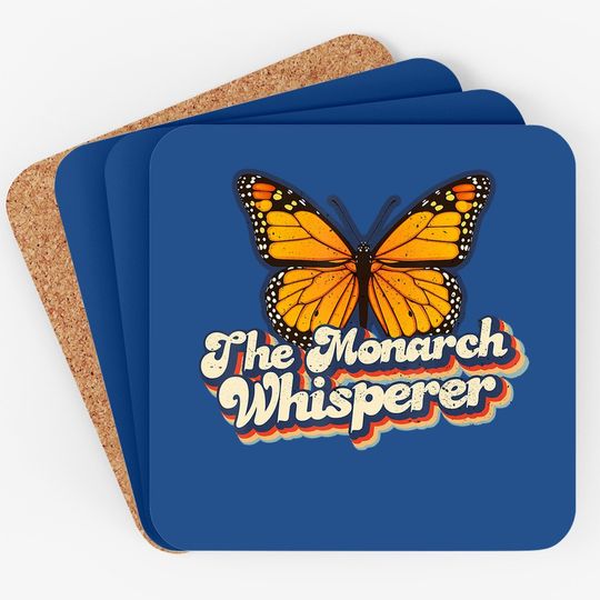 The Monarch Whisperer Retro Monarch Butterfly Entomology Coaster