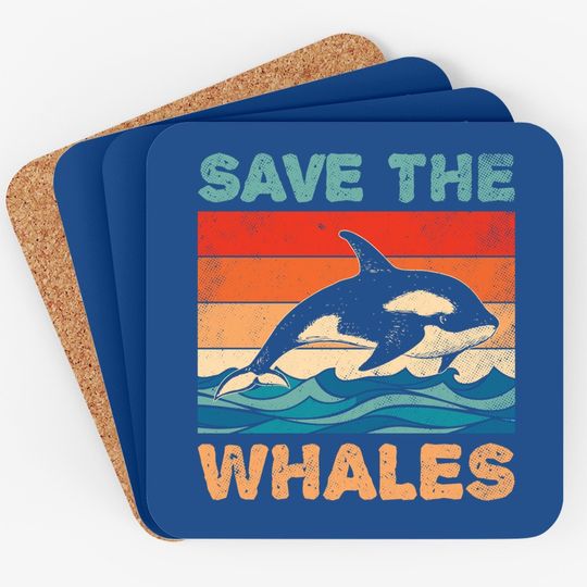 Save The Whales Retro Vintage Orca Whale Coaster