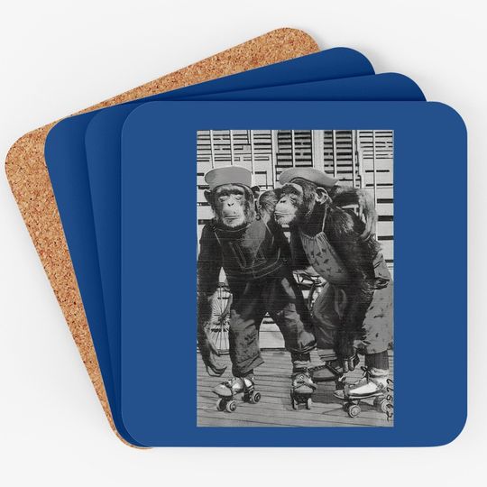 Roller Skate Monkey Chimpanzee Vintage Chimp Funny Monkey Premium Coaster