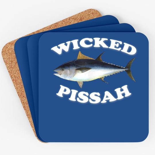 Wicked Pissah Bluefin Tuna Illustration Fishing Angler Gear Coaster