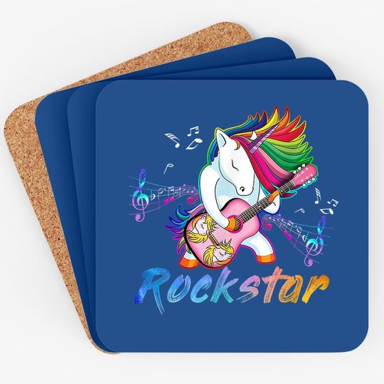 Unicorn Rock Star Guitar Rockin' Coaster