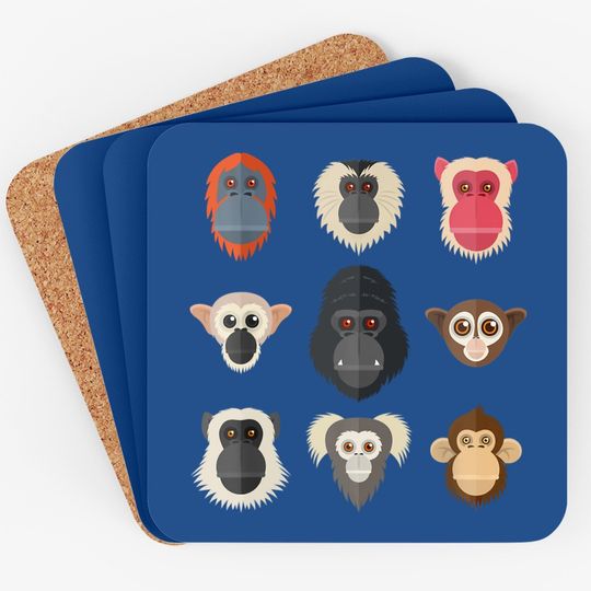 Monkey Chimpanzee Gorilla Squirrel Monkey Coaster