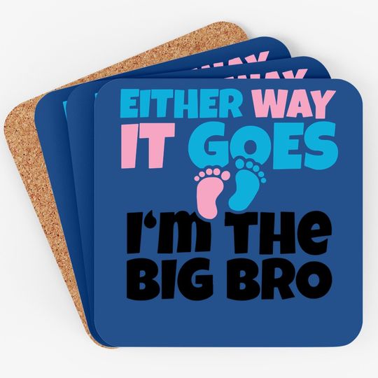 Baby Announcement To Big Brother , Gender Reveal Coaster Gift Coaster