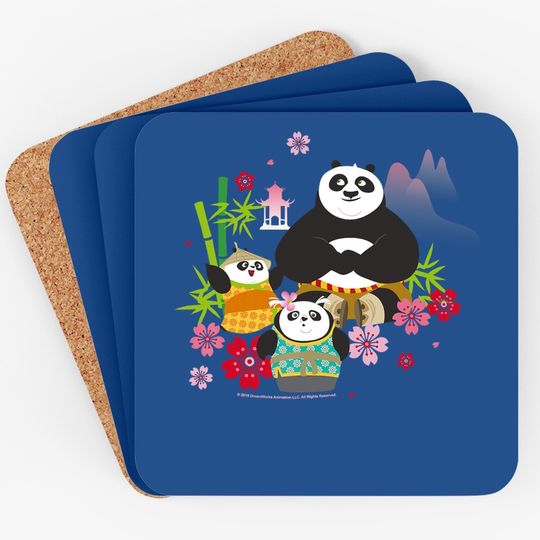 Kung Fu Panda Po And Pandas Floral Coaster