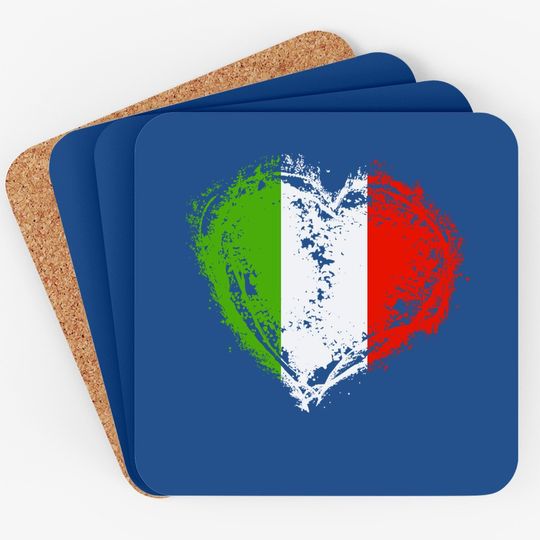 Vintage Italy Heart Shape Italian Flag Coaster