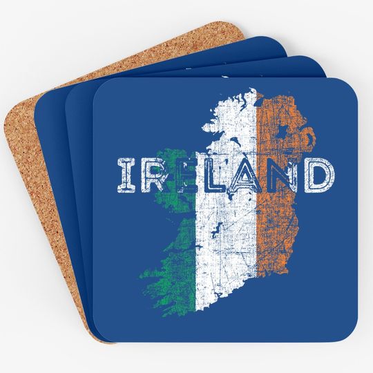 Irish Map And Flag Souvenir Distressed Ireland Coaster