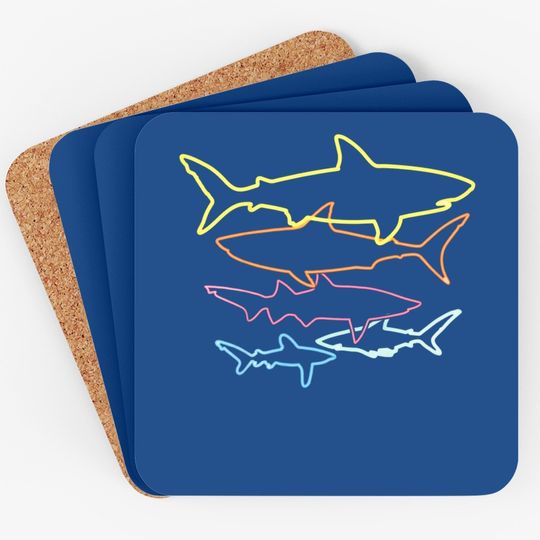 Retro 80s Shark Clothes Shark Coaster