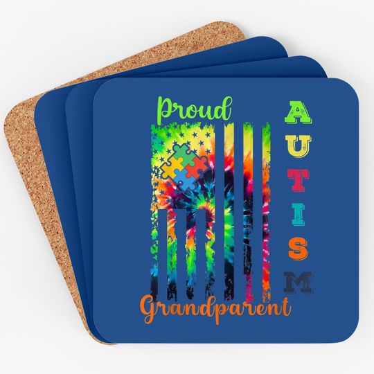 Proud Autism Grandparent Tie-dye Awareness Warrior Coaster