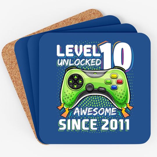 Level 10 Unlocked Awesome Video Game Gift Coaster