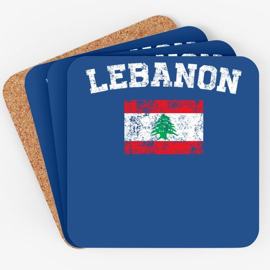 Vintage Flag Lebanon Coaster