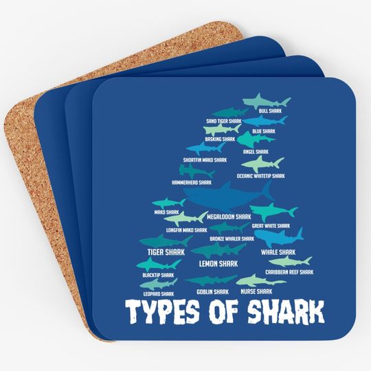 Types Of Shark Megalodon White Nurse Shark Premium Coaster