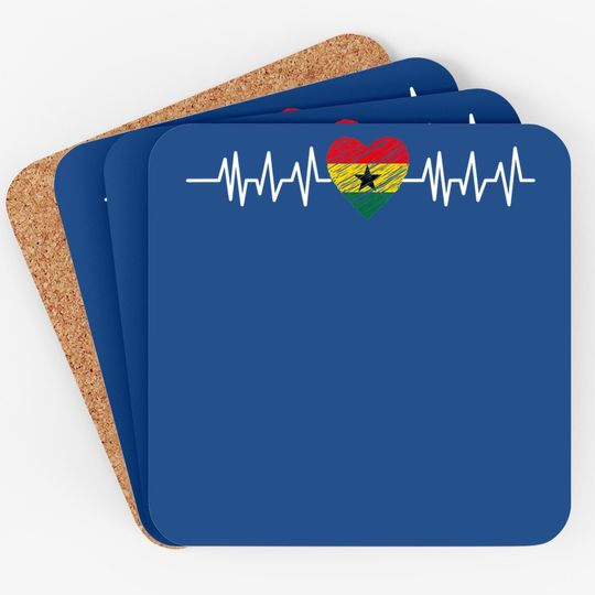 Ghana Heartbeat Pulse Ghana Flag I Love Ghana Coaster