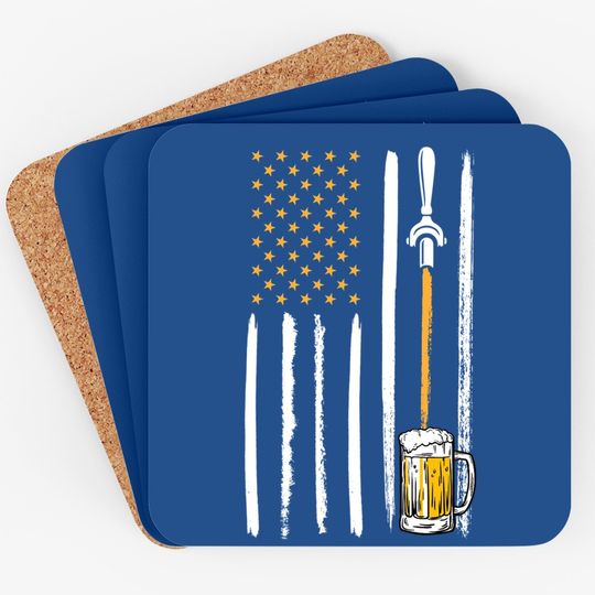 Craft Beer American Flag Usa Brewery Alcohol Lovers Coaster