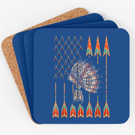 Native American Flag Usa For Indian Indigenous People Coaster