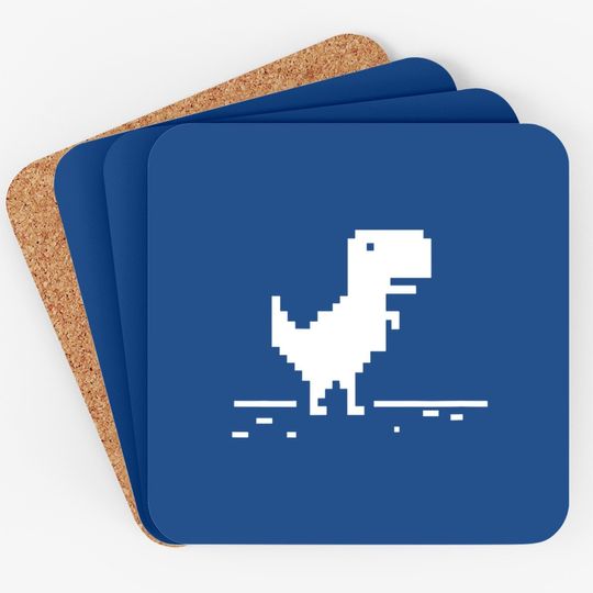 T-rex Geek Dinosaur Pixel Art No Internet Connection Coaster