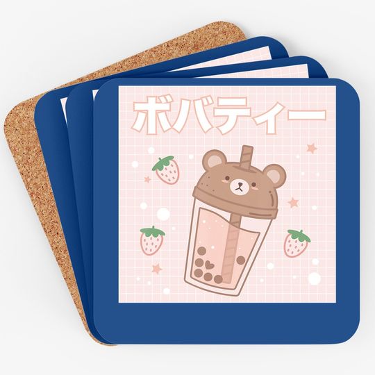 Bubble Milk Tea Boba Cute Bear Kawaii Aesthetic Coaster