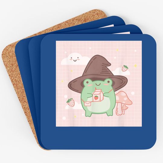 Cotttagecore Frog Wizard Kawaii Aesthetic Coaster