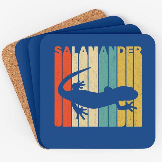 Vintage Retro Style Salamander Silhouette Coaster