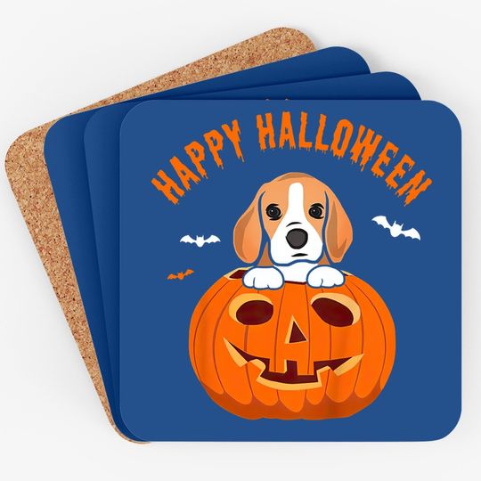 Happy Halloween Beagle Dog Pumpkin Coaster