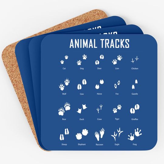 Animal Tracks Footprints Paws Nature Explorer Animals Lover Coaster