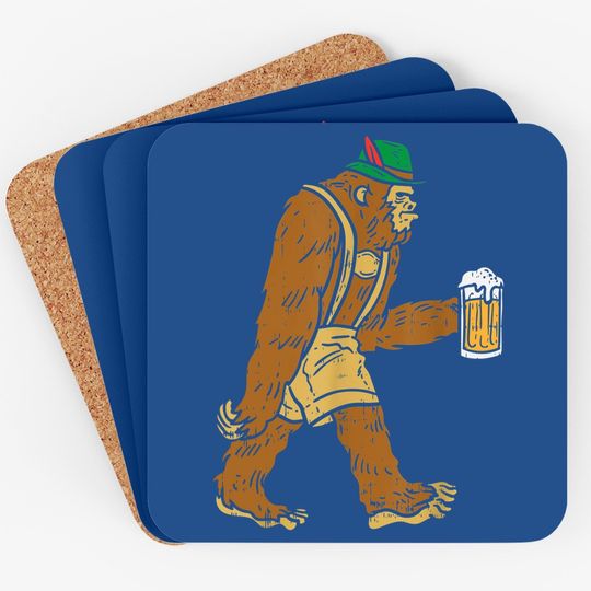 German Bigfoot Sasquatch Beer Lederhose Oktoberfest Coaster
