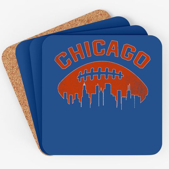 Chicago Illinois Cityscape Retro Football Coaster