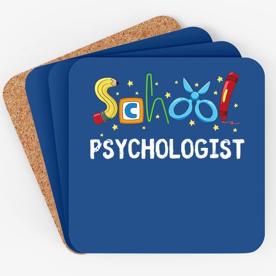 School Psychologist Cute Gift Psych Therapist Appreciation Coaster