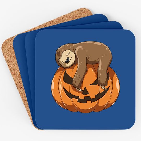 Sloth Pumpkin Halloween Sloth Themed Halloween Lovers Gift Coaster