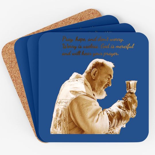 St Padre Pio Prayer Cross Catholics Holy Saints Coaster
