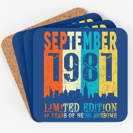 Made In September 1981 40th Birthday Coaster
