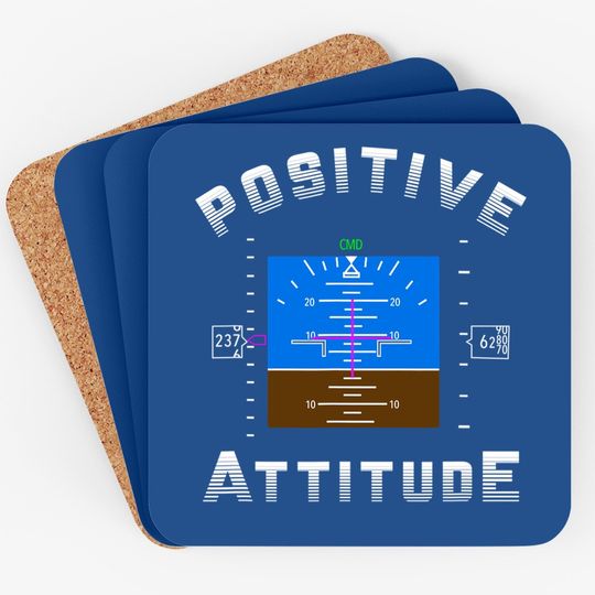 Positive Attitude Aviation Pilot Gift Primary Flight Display Coaster