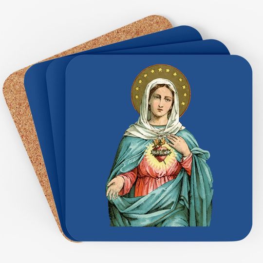 Immaculate Heart Of Mary Our Blessed Mother Catholic Vintage Coaster