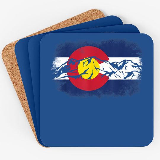 Colorado Mountain Love Colorado Flag Coaster