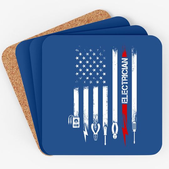 American Flag With Electrician Coaster
