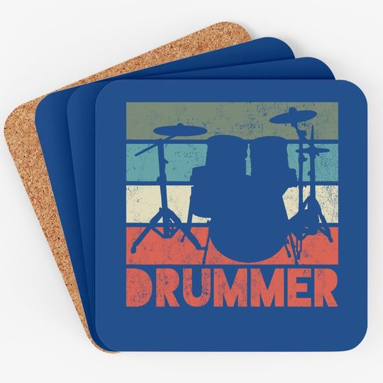 Drummer Drum Set Vintage Retro Gift Coaster