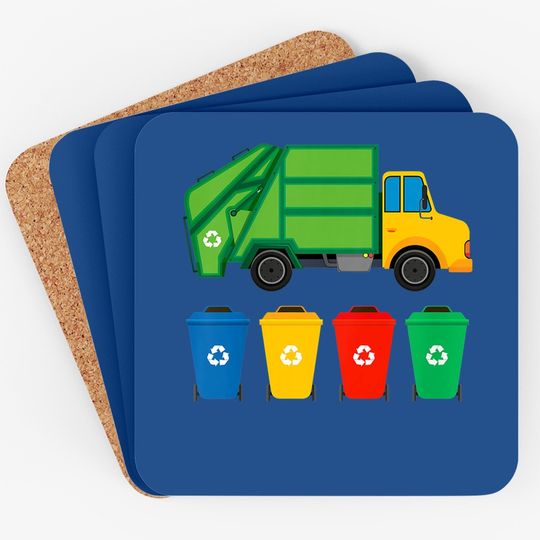 Garbage Truck Recycling Bins Earth Day Children Toddler Coaster